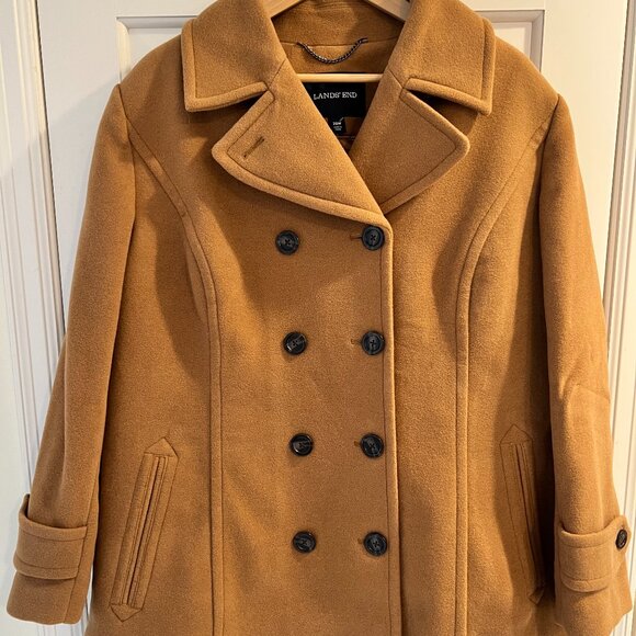 Lands’ End Women’s Wool-blend Double Breasted Coat – Camel Color, Size 20W, NWOT - Picture 1 of 10